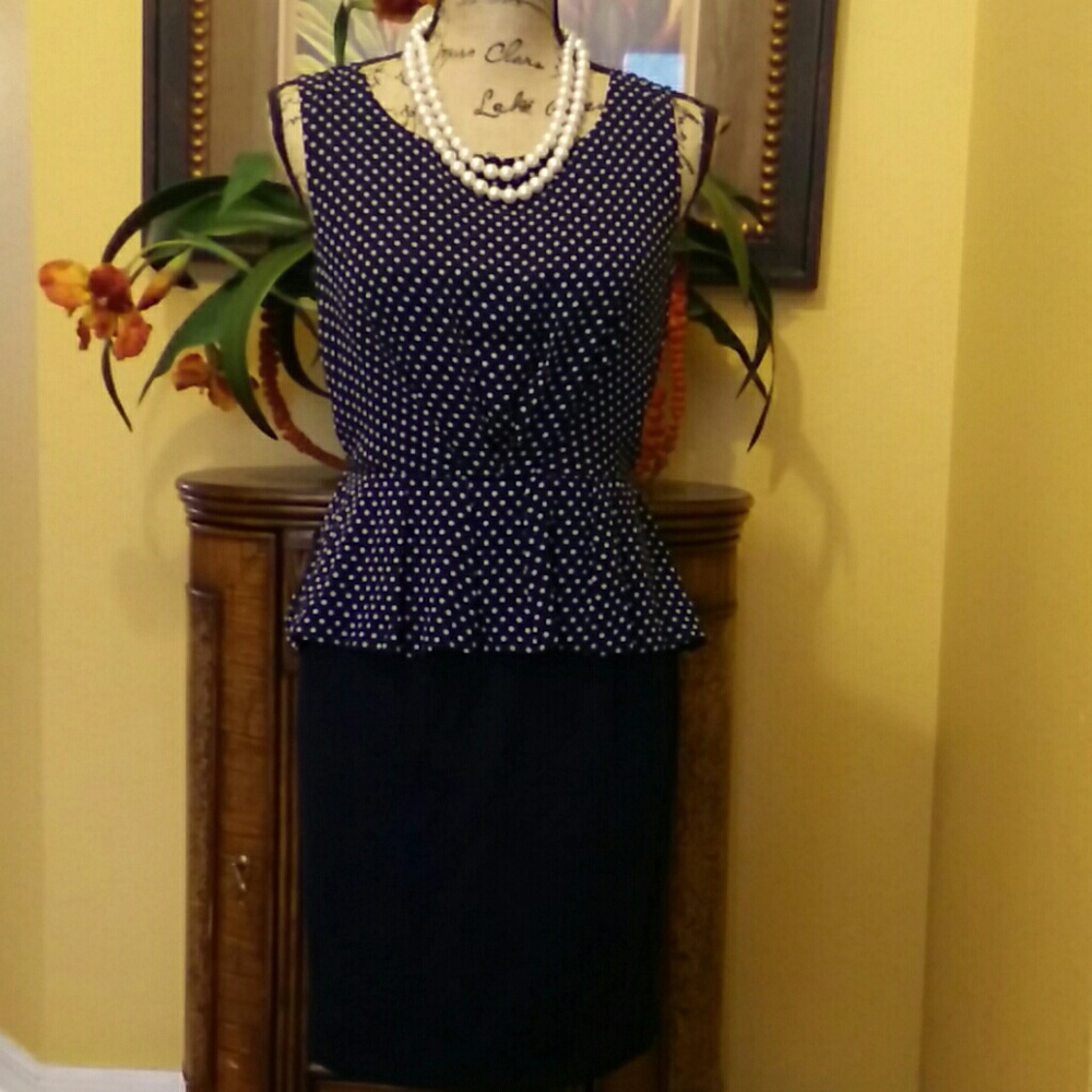 Polka dot navy dress
